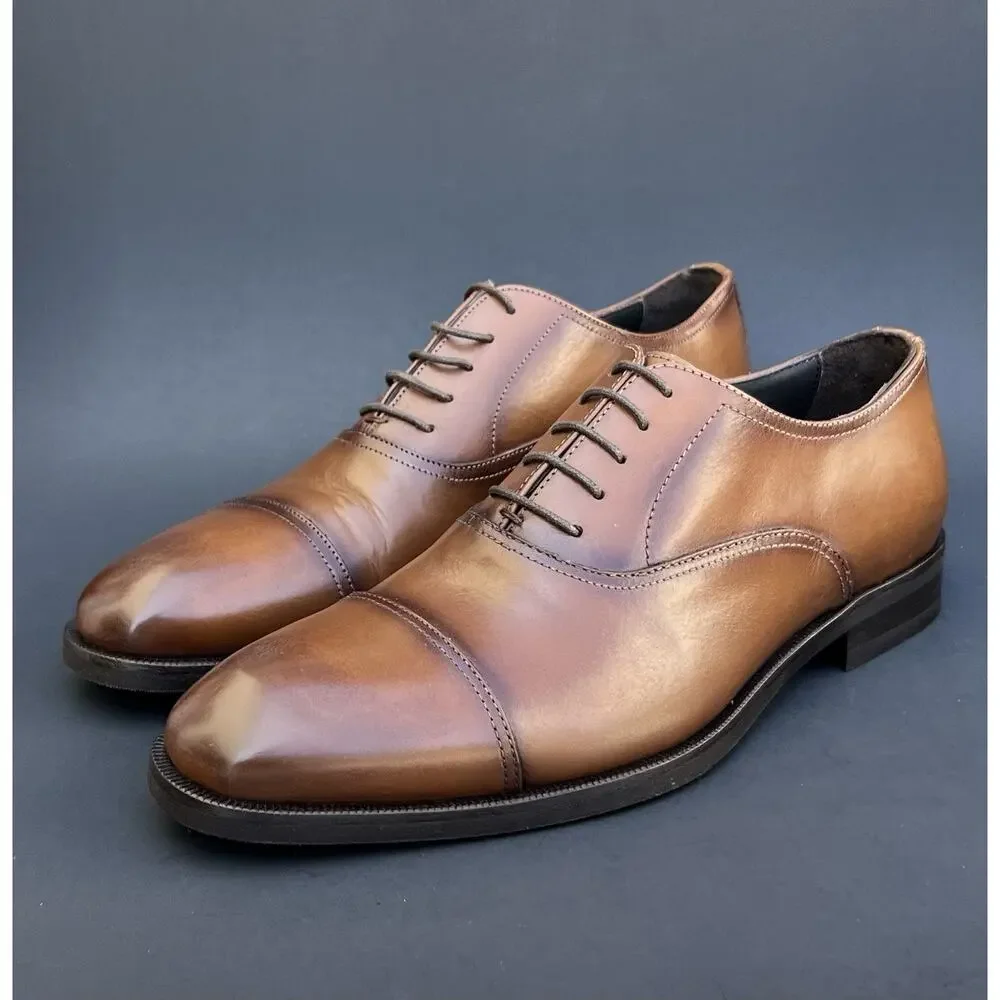 TO BOOT NEW YORK Southpoint Cap Toe Oxford Brown Leather Shoes Men's Size 8 US